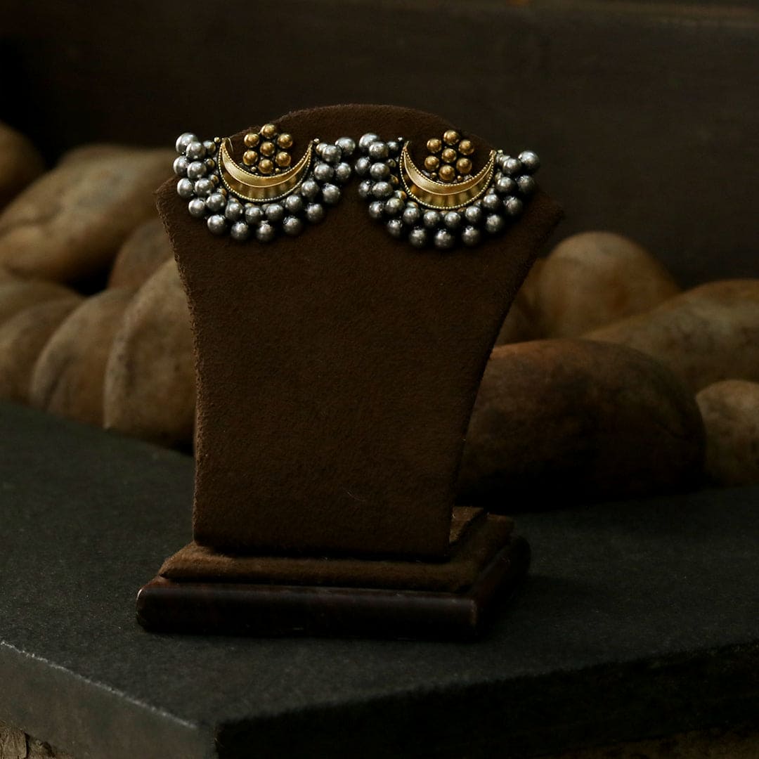 Dual Tone Chandra Phool Earrings-3
