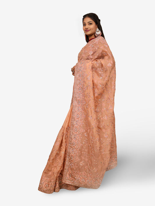 Designer Saree with Stone & Heavy Embroidery Work by Shreekama-1