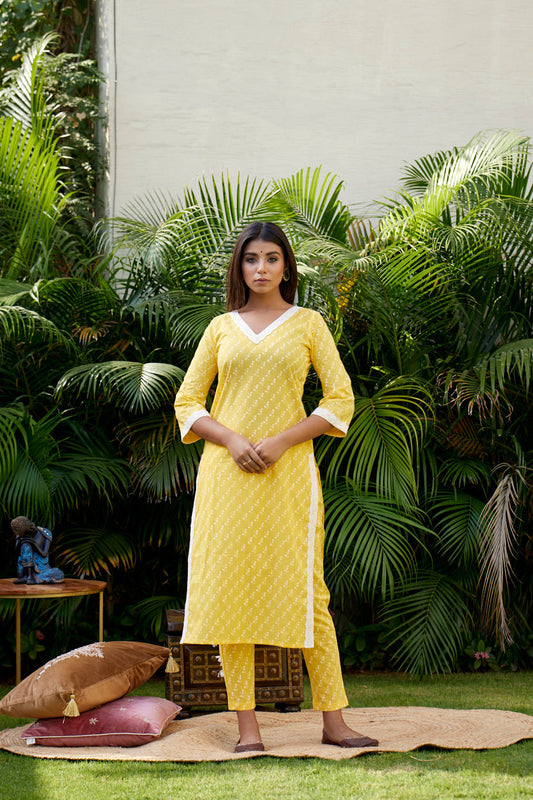 Yellow Co-ord Kurta Set-0