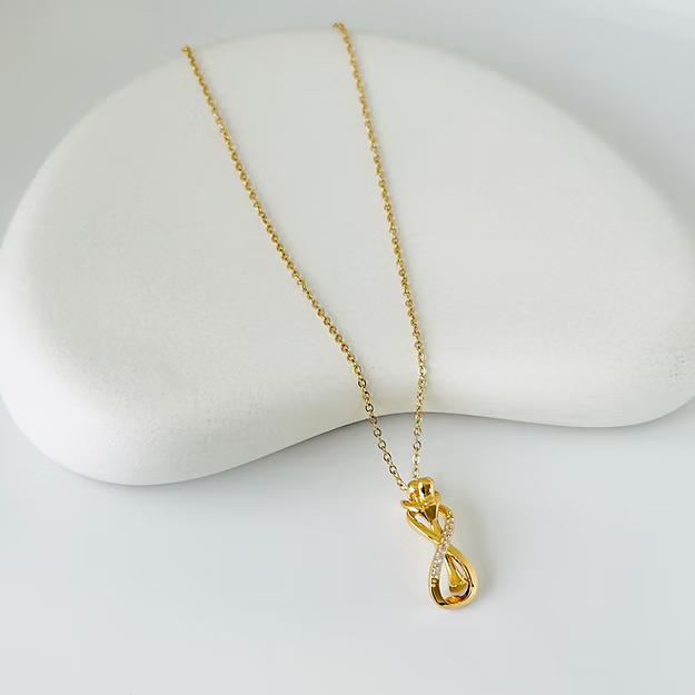 Infinity Hidden Couple Gold Necklace
