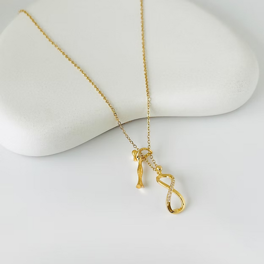 Infinity Hidden Couple Gold Necklace
